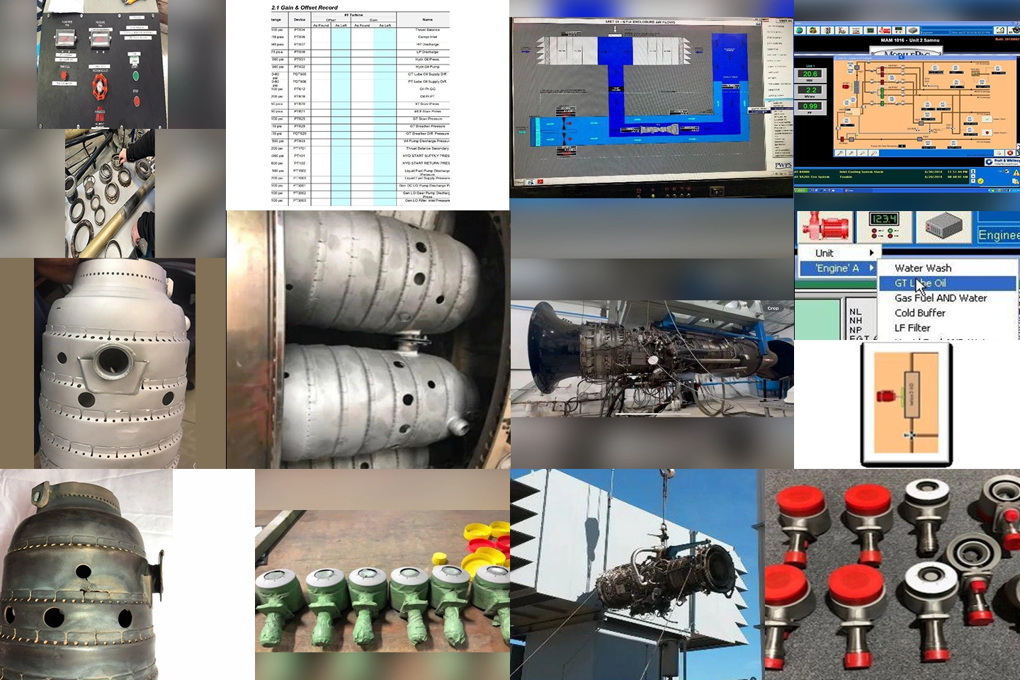 A collage of various images with pipes and valves.