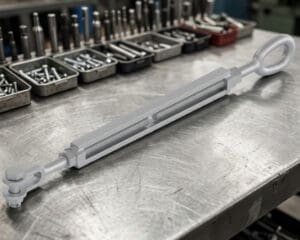 Adjustable turnbuckle assembly on workbench